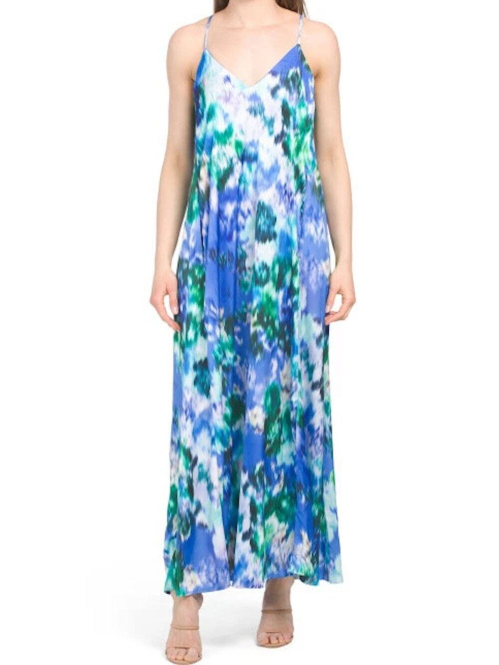 Nicole Miller New York Abstract Print Maxi Dress Pockets M